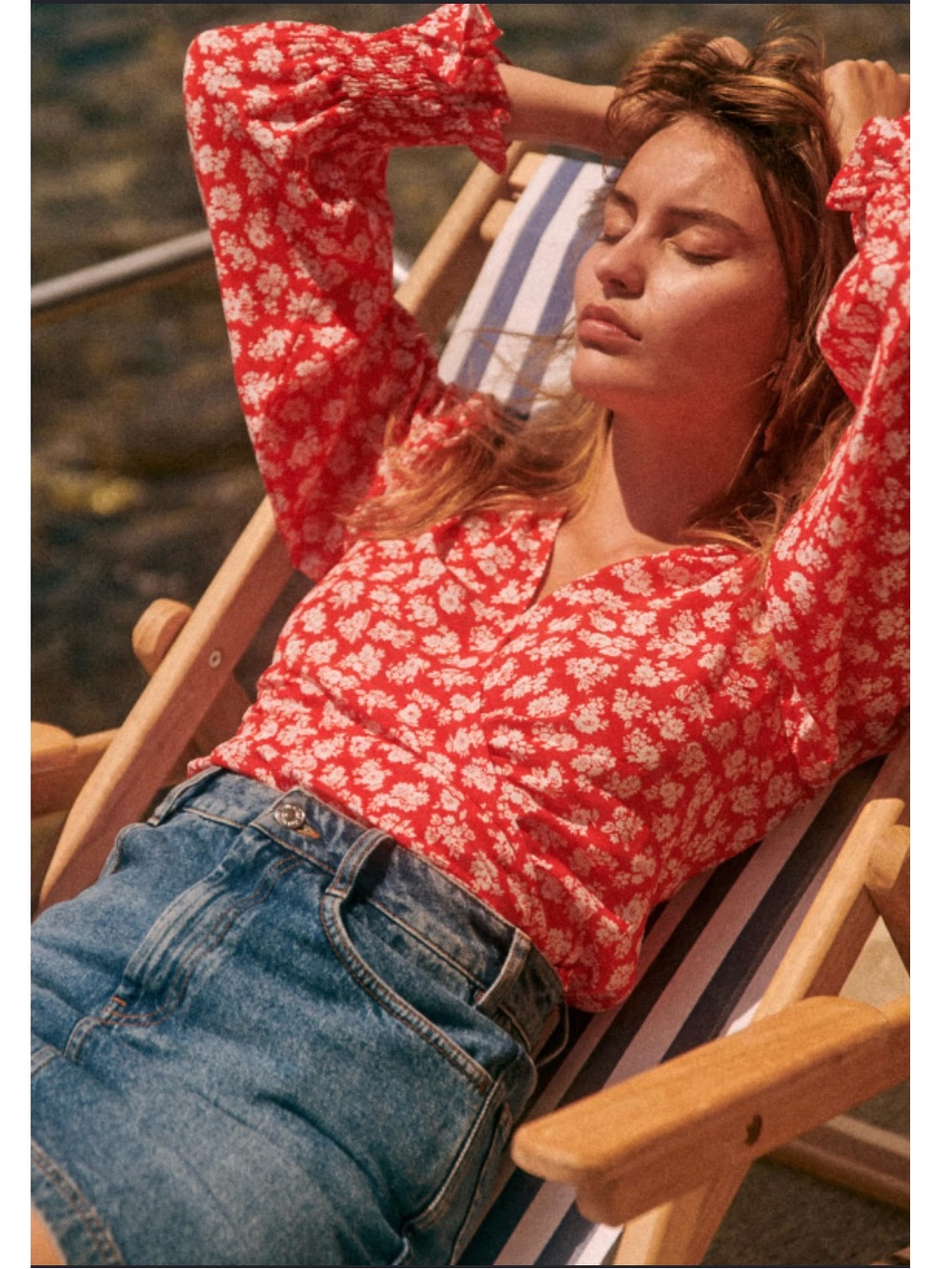 Sezane Dafné Silk Wrap Around Blouse in Red Cara Print Size 6